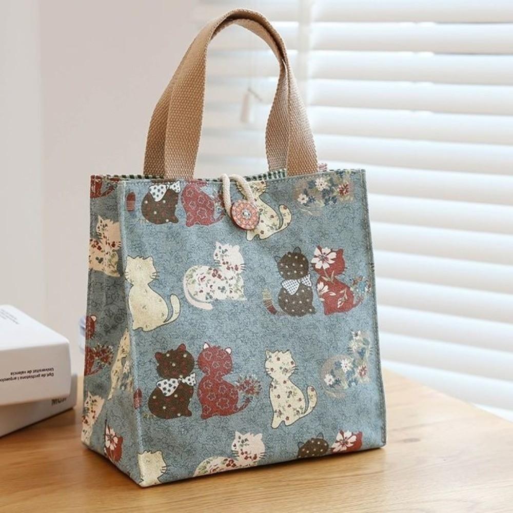Large Capacity Lunch Bag Thermal Insulation Portable Mommy Bag Butterfly Print Bag Lunch Storage