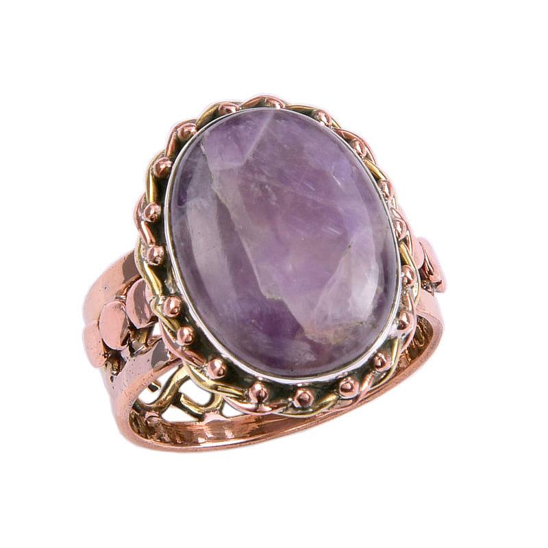 Natürlicher Tiffany Stein Edelstein Zweifarbig 925 Sterling Silber Ring Größe 8,5 k7z89