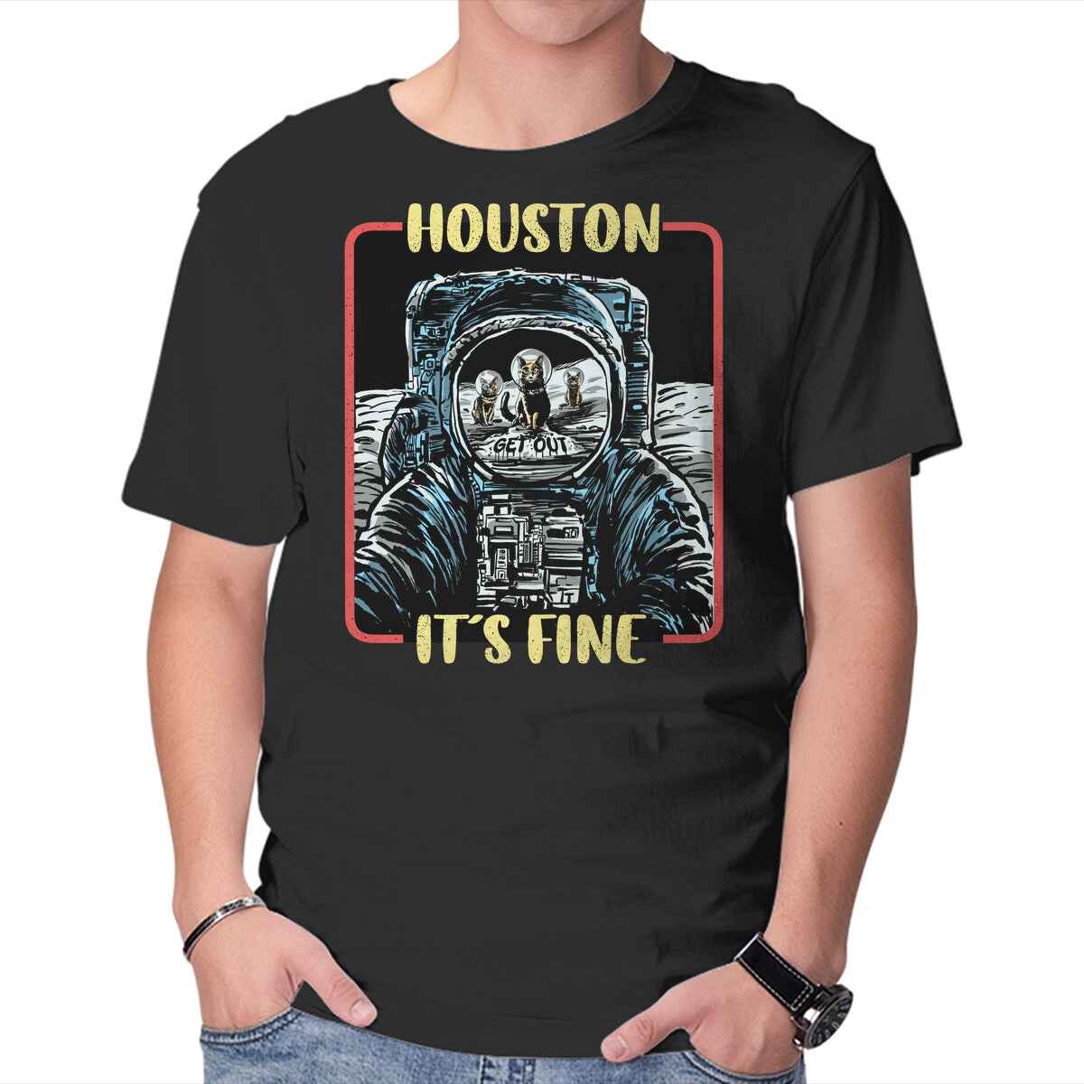 Unisex Crew Neck T-Shirt Get Out Graphic Short Sleeve Casual Tee L