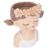 Girl Flower Pot Cute Shape Resin Face Planter Pot with Drainage Hole for Succulents Cactus Indoor