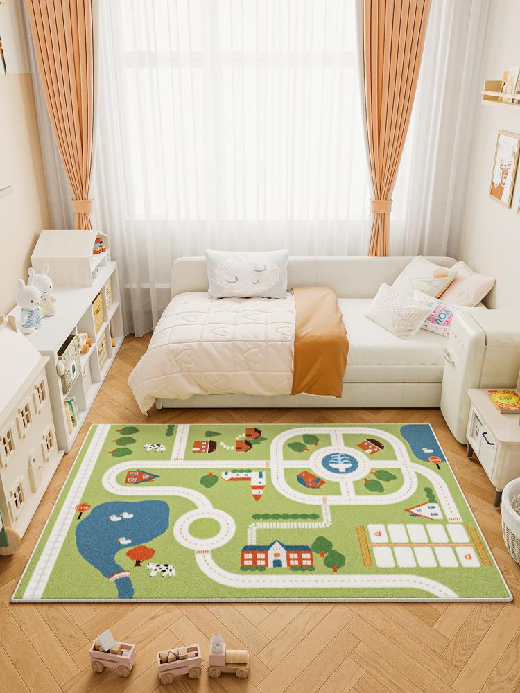Fluffy Soft Boy Child Bedroom Decor Carpet Car Track Pattern Plush Mat Large Area Carpets for Living Room Home Thick Bedside Rug