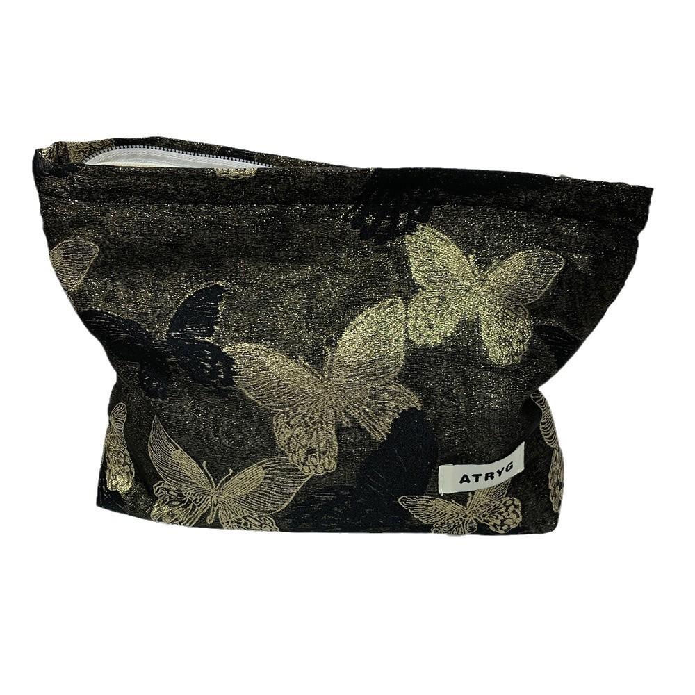 Gold Butterfly Cosmetic Bag: Large-Capacity, High-End Skincare Storage Handbag