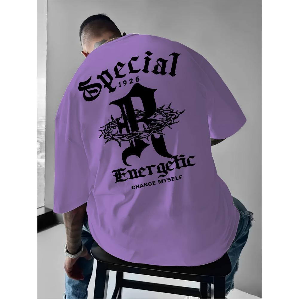 Fashionable Trend Summer Men's Cool Letter Personalized Print Breathable Round Neck T-shirt Outdoor Casual Top