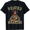 Praying Black Woman Afro Christian Sayings Prayer Warrior T-Shirt(1)
