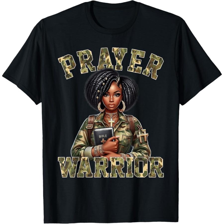 Praying Black Woman Afro Christian Sayings Prayer Warrior T-Shirt(1) XXXXXL