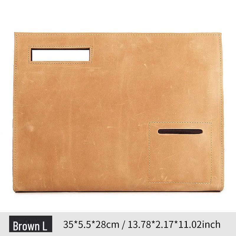 Men's Large Capacity Crazy Horse Leather Crossbody Bag - Genuine Leather Retro Tablet Handbag
