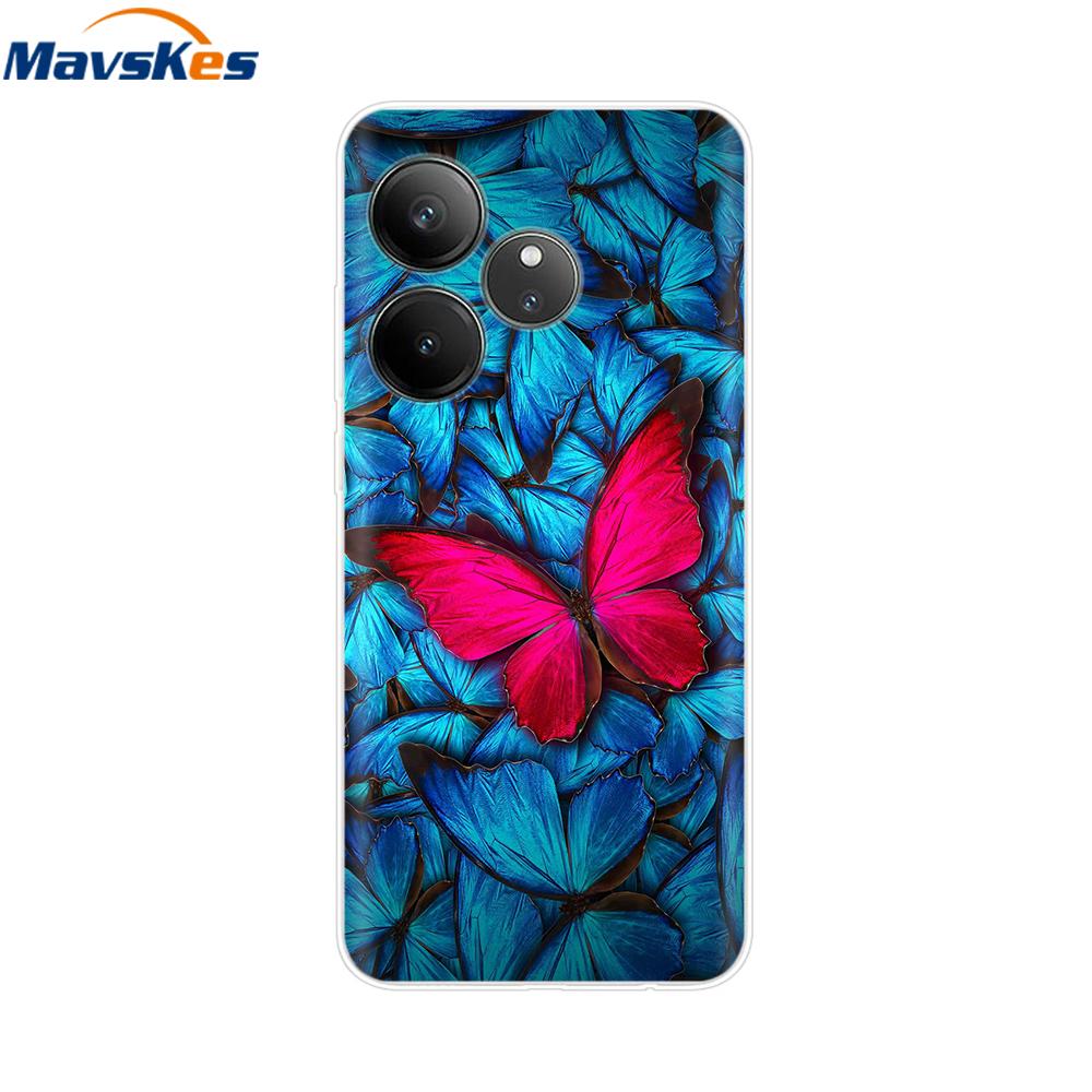 For Realme GT 6T Case Soft TPU Clear Painted Back Cover For Realme GT 6 Case GT6 6T Transparent Bumper RealmeGT6 Cute Protector