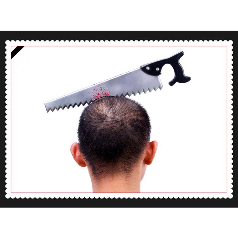 Falešná pila sekera nůž strašidelná halloweenská čelenka záludné rekvizity hororová párty dekorace