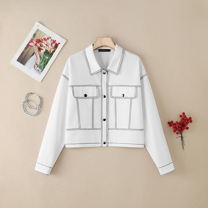 

ZANZEA Женская повседневная блузка с отложным воротником и длинными рукавами 2XL белый