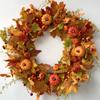 Autumn Harvest Wreath with Pumpkins & Berries. Durable, No Maintenance. Perfect for Thanksgiving & Halloween Decor.