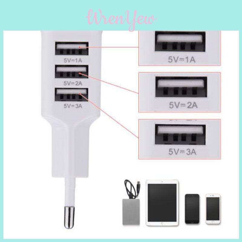 Smart Usb Wall Charger For Samsung Phone 3 Ports Eu Plug Natural Cooling White