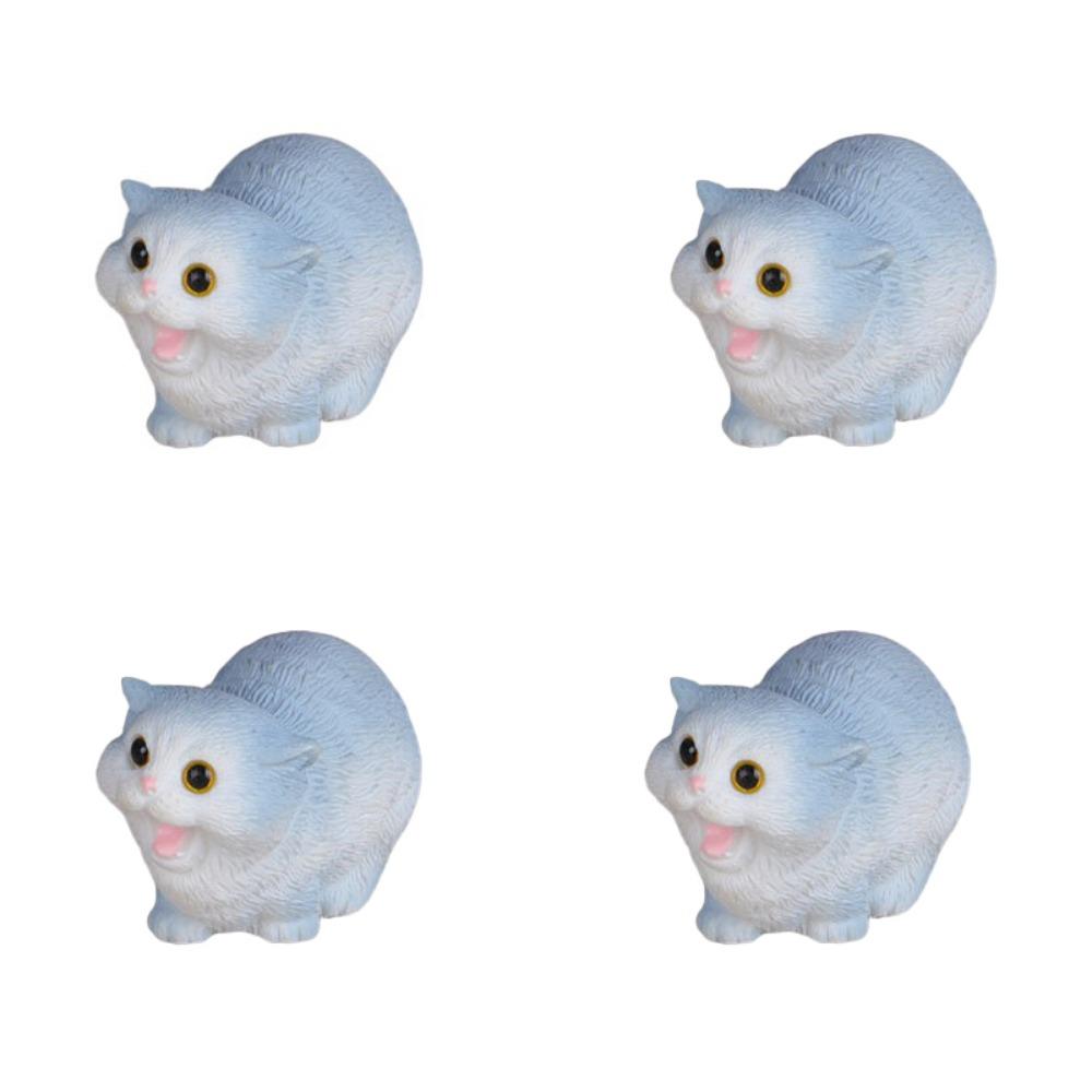 4Pcs/se Handicraft Cat Sculpture DIY Animal Statue Creative Simulation Kitten Ornaments  Desktop