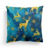 New Christmas Blue Watercolor Elk Pillow Cover  Decoration Holiday Gift Sofa Cushion  Bedroom Room Home