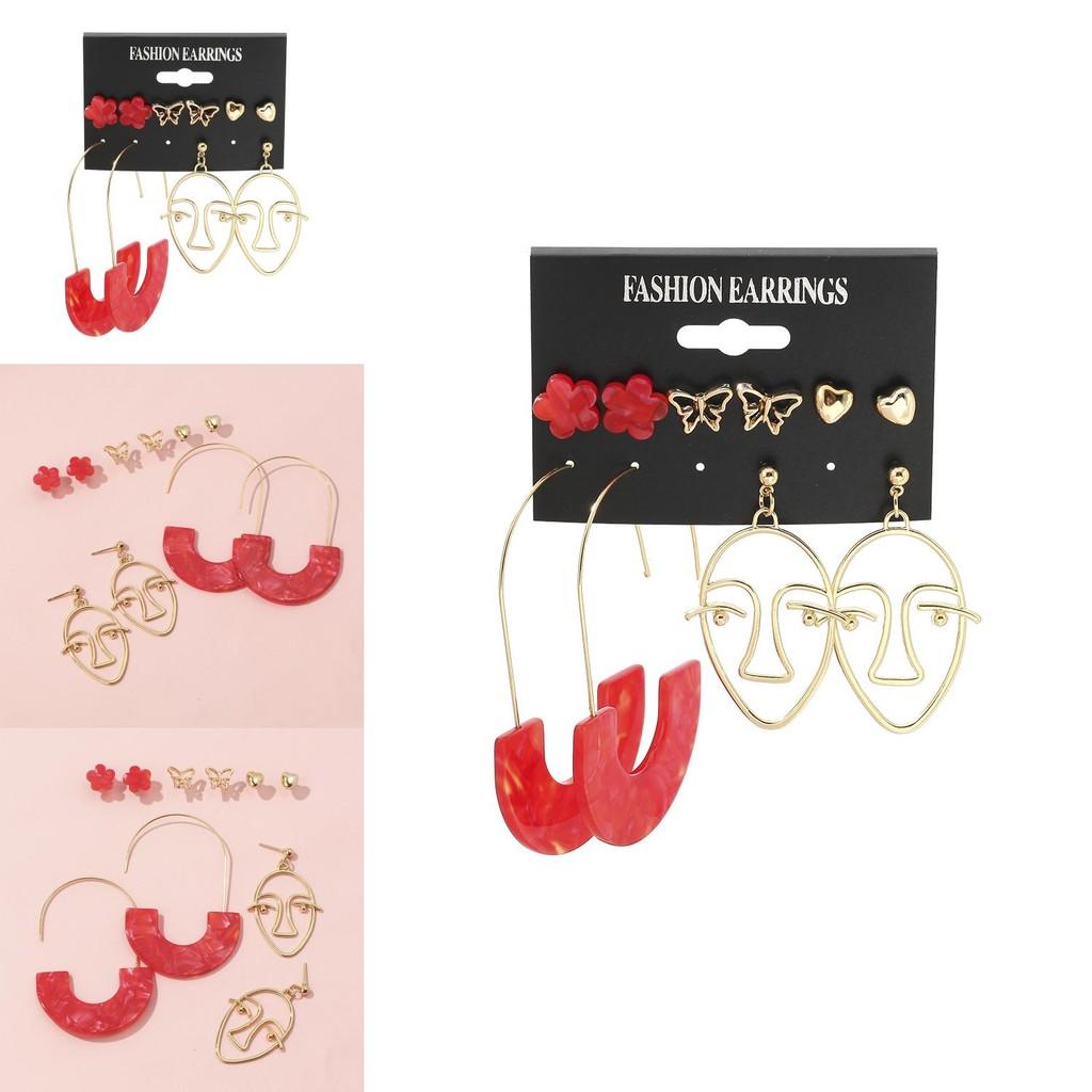 Stylish Alloy Cartoon Character Earrings Multiple Pairs On Card Perfect Gifts