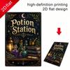 Vintage 2D Potion Station Tin Sign, Crescent Moon Witch Decor, Metal Plaque for Bedroom Wall