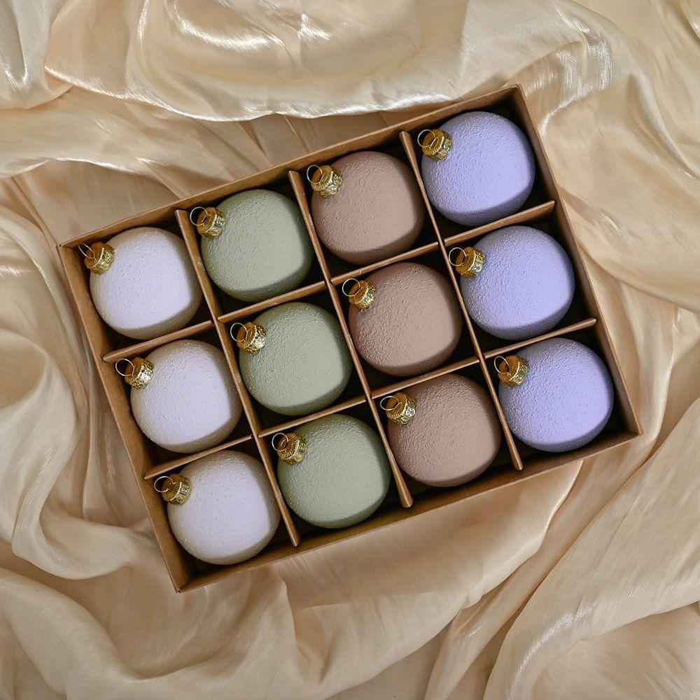 12pcs 6cm Flocking Christmas Balls Set Plastic Christmas Tree Hanging Decoration  Party Favors