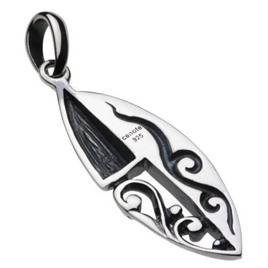 [Cenote] Arabesque Leaf Pendant with Onyx [Silver 925 Accessory] P0334