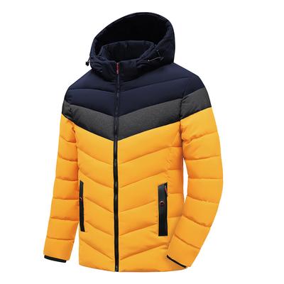 Winter Herren Baumwolljacke in europäischer Größe, lässige trendige Kapuzenjacke, warme und modische farblich abgesetzte Herren Baumwolljacke