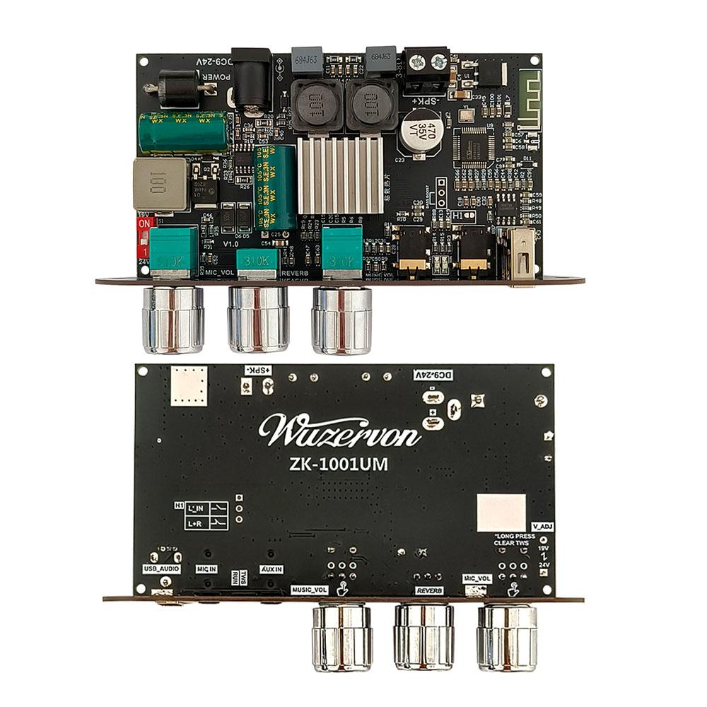 

ZK-1001UM Mono 100W Bluetooth Amplifier Board DC 9-24V Supports Karaoke Microphone Reverb TWS Box Mother Seat Speaker