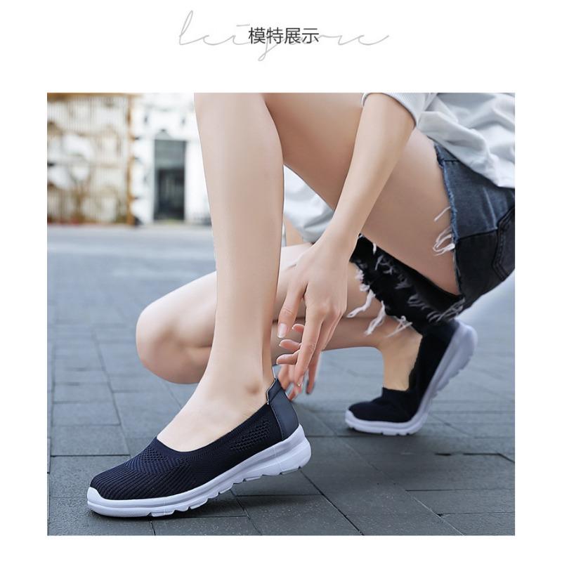 Herbstschuhe für Mütter mittleren Alters und ältere Mütter, Damen-Freizeitschuhe aus gewebtem Mesh-Stoff, Atmungsaktive Sportschuhe, Einschlupfschuhe für ältere Menschen
