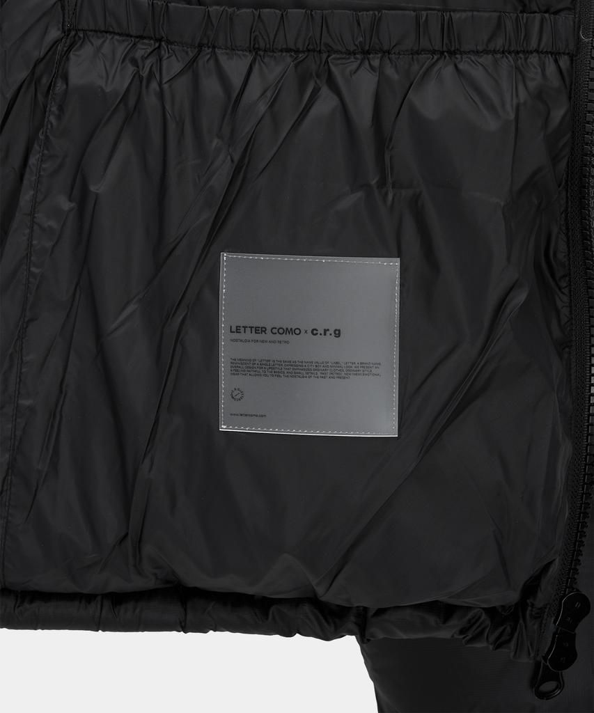Lettercomo D-Shell Cross Hooded Puffer Jacket Black