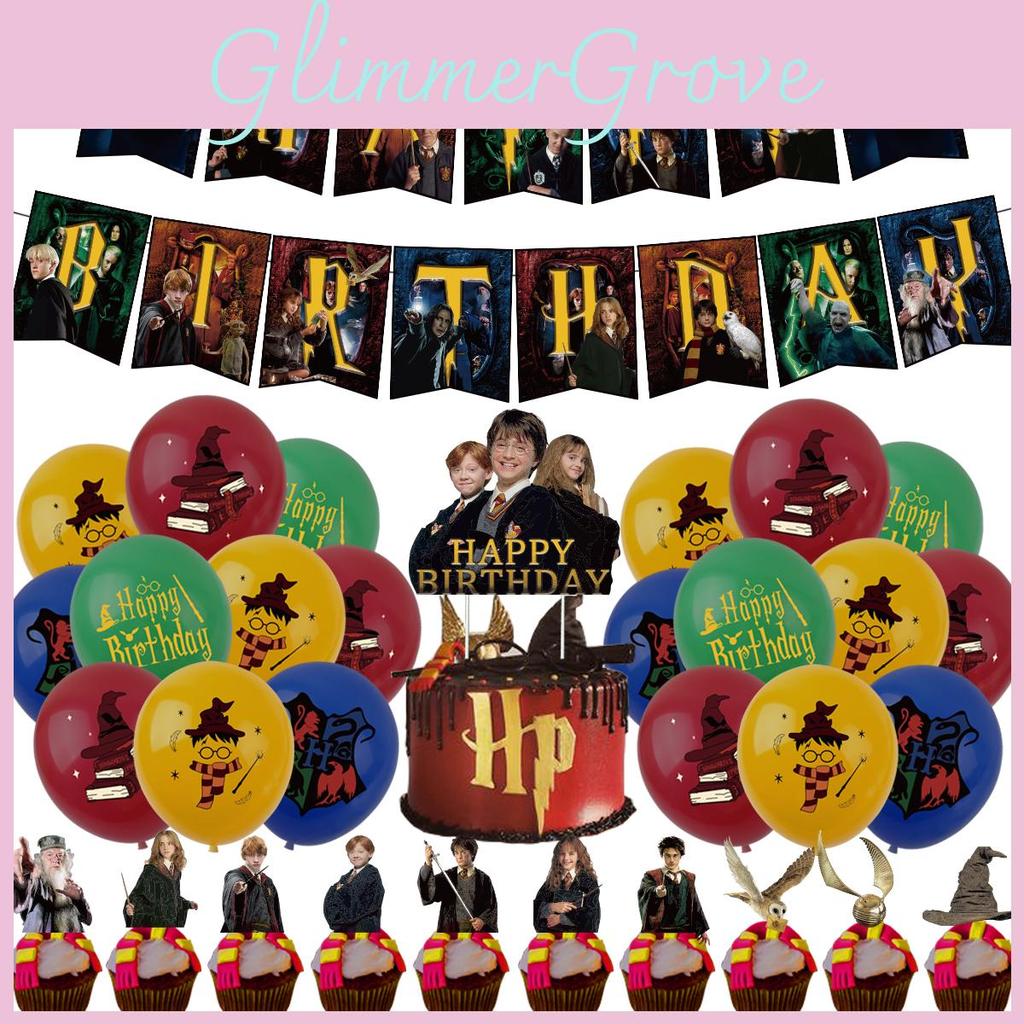 Harry Party Potter Decorations Cake Toppers Spiral Pull Flags Aluminum Set Foil