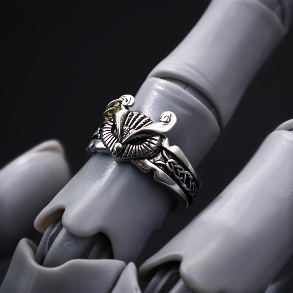 Retro Owl With Earrings Adjustable Open Ring For Men Gothic Punk Edgy Silver-plated Copper Jewelry Unisex Accessories Cool Gift