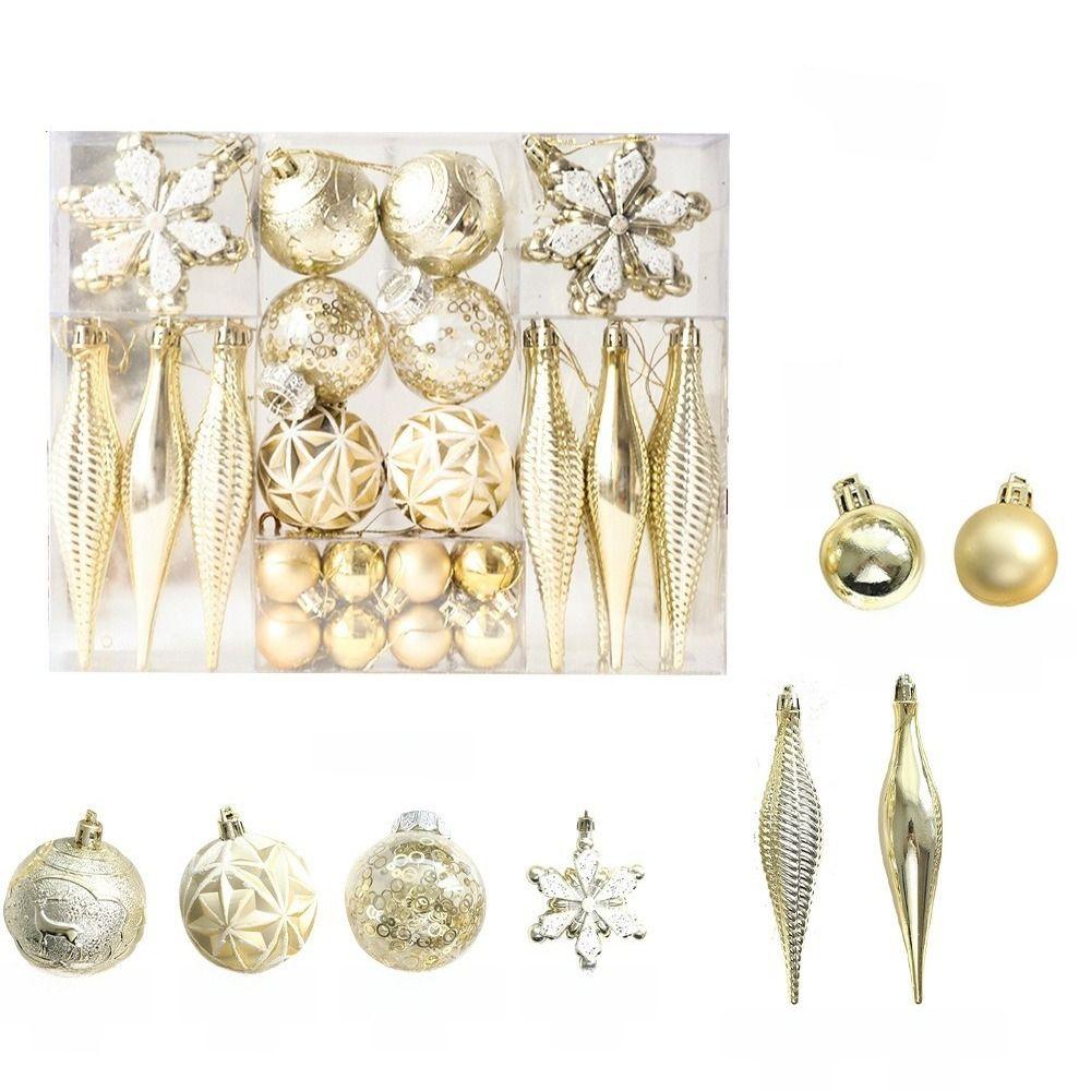 40PCS Shatterproof Assorted Christmas Ball Ornaments Set Colored Plastic Decorative Baubles Decorations Snowflake