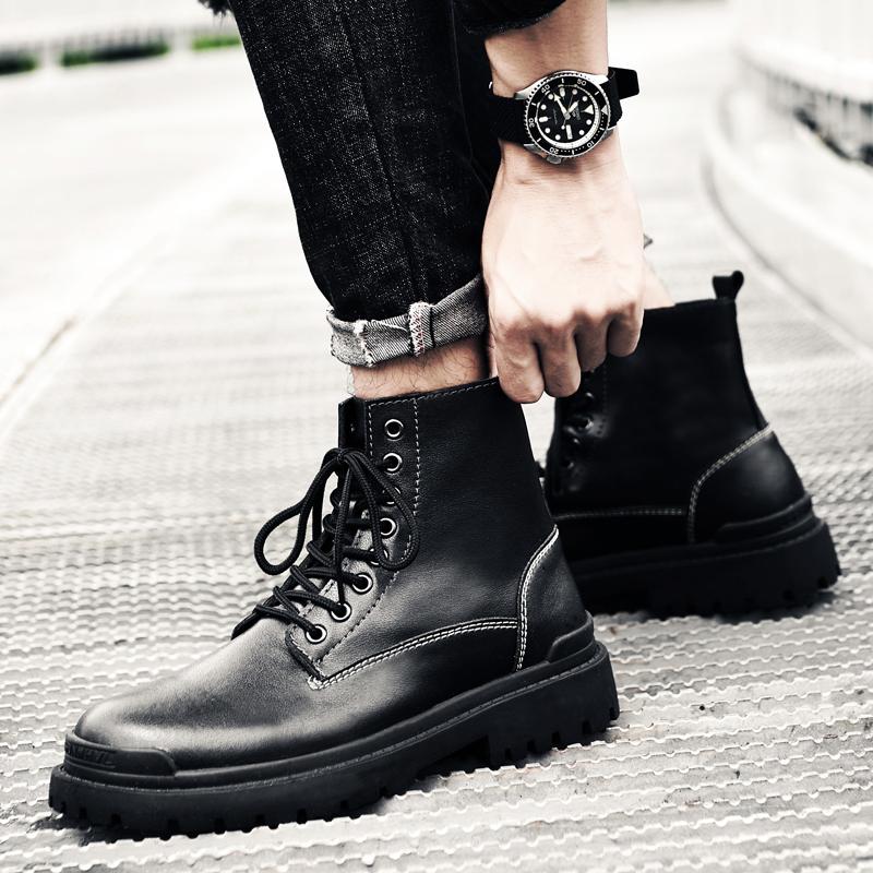 Men'S Winter Boots Retro Leather Casual Shoes Brand Motocross Motorcycle Boots Men Handmade Military Tactical Shoes Big Size 47