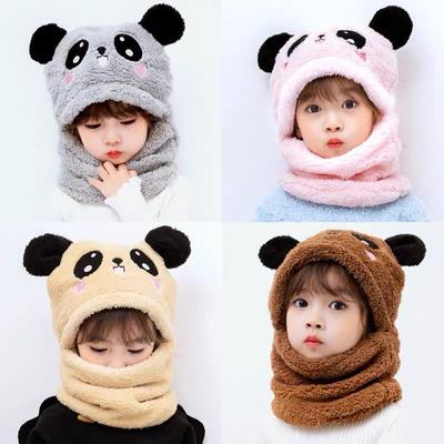 1 conjunto outono inverno fofo pelúcia crianças cachecol chapéu 2 em 1 meninos meninas lã quente capuz cachecol conjunto