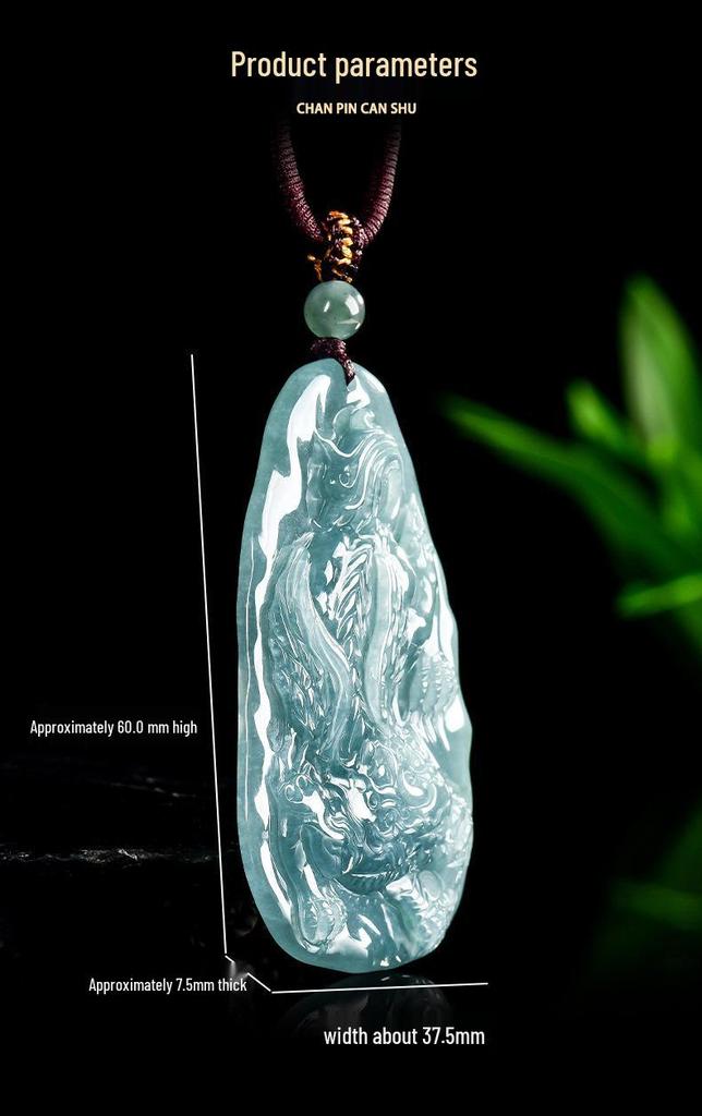 Natural A Grade Blue Jade Pixiu Pendant for Men and Women - Ice Seed Stone for Attracting Wealth