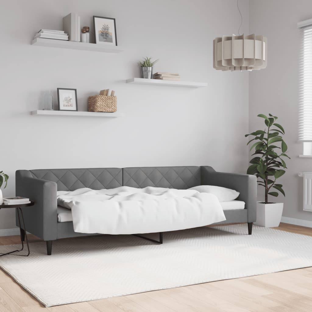 Sofa Z Funkcją Spania, Ciemnoszara, 80X200 Cm, Obita Tkaniną