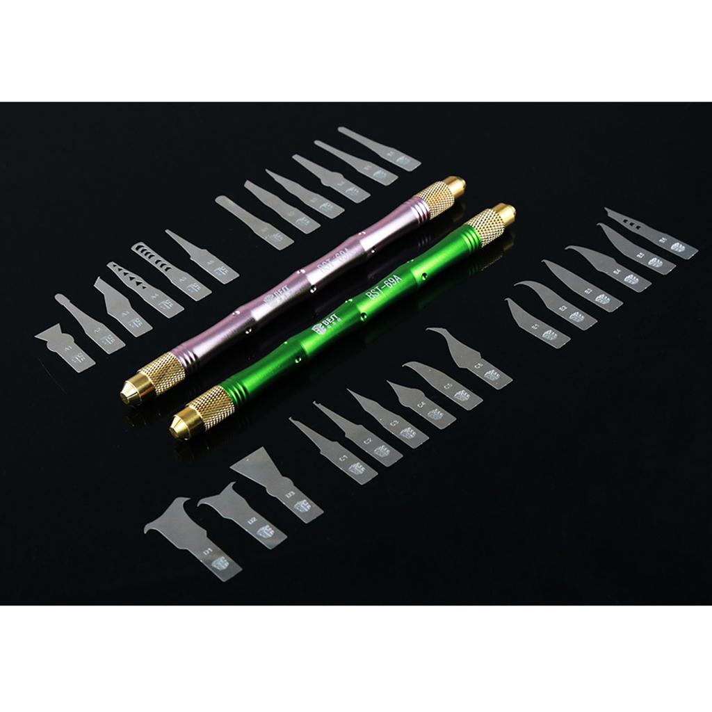 BST-69A+ 28 In 1 Hand Finish Blades CPU IC Chip Glue Remover Knife Motherboard Pcb Underfill Clean Scraping Pry Tool