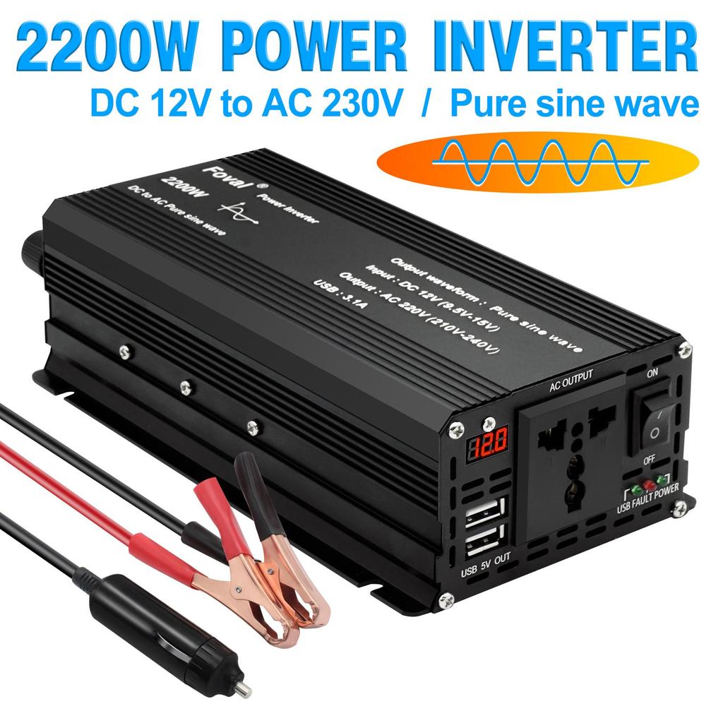 800W/2200W Car Sine Wave Inverter 12V To 220V EU Standard