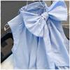 Blouse Blanche Femme Blouses Femme Mode Nœud Sans Manches Ample Chemises Mode Douce Été Blouses