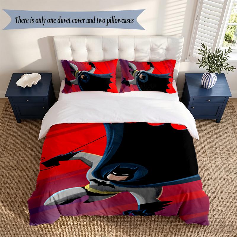 Batman 3‑Piece Bedding Set Soft Microfiber Duvet Cover Pillowcases Comfortable Bed Linen for Bedroom Decoration