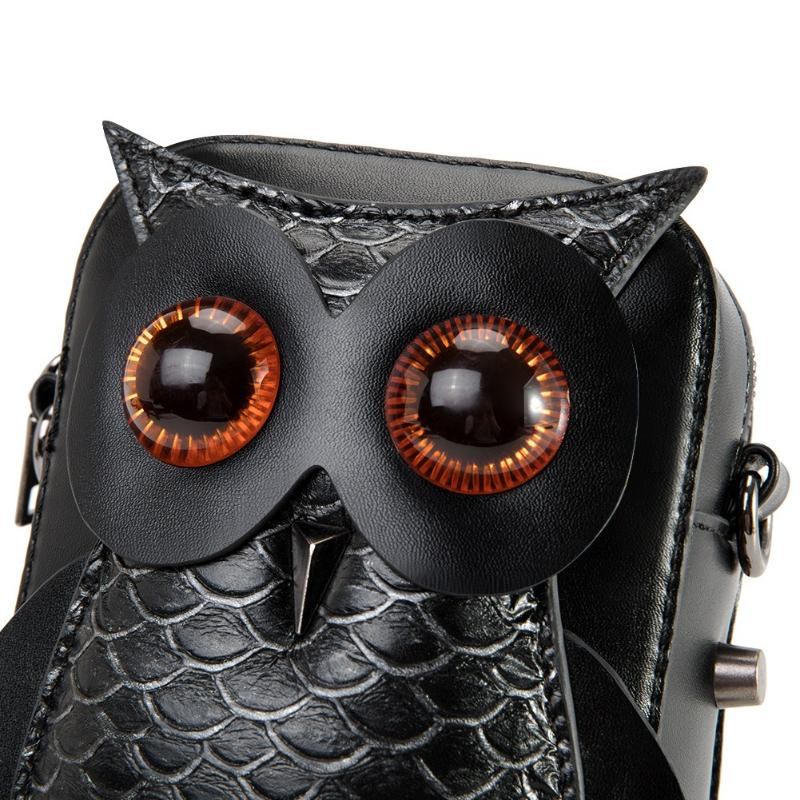 Zomer Nieuwe Persoonlijkheid Uil Telefoon Tas Steampunk Retro Cool Tandwiel Wiel MINI Portemonnee Premium PU Klinknagel Schouder Diagonaal Straddle Tas voor Mannen en Vrouwen