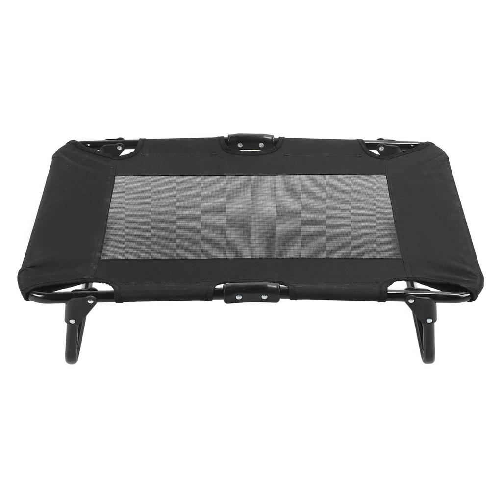 Folding Pet Bed Center Cooling Mesh Steel Frame Elevated Cat Dog Bed for Home and Outdoor Black