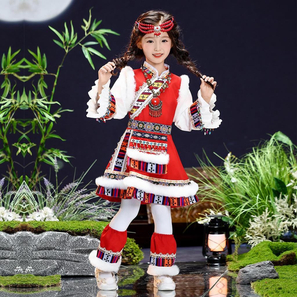 Tibetaans Etnisch Kostuum voor Kinderen voor Nieuwjaarsdag, Modeshows en Fotografie