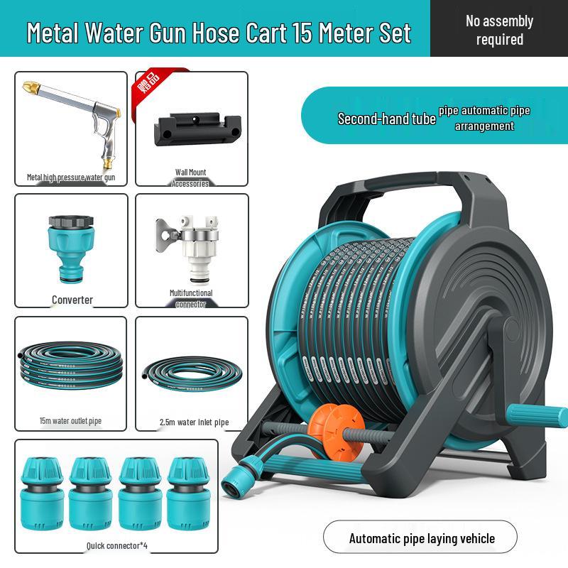 High-Pressure Water Hose with Automatic Storage Reel for Gardening and Car Washing