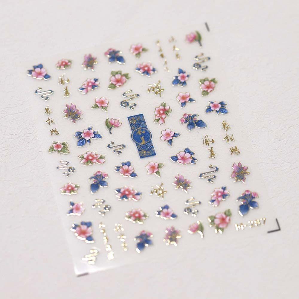 Flowers Chinese Nail Stickers Phoenix Blue and White Porcelain Patterns Chinese Nail Decals Manicure Ornaments Nail Supplies