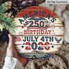 2D Flat, 1pc Round Aluminum America 250th Anniversary Sign, Rustic July 4th 2026 Patriotic Metal Wall Decor, Retro American Flag & Eagle Design