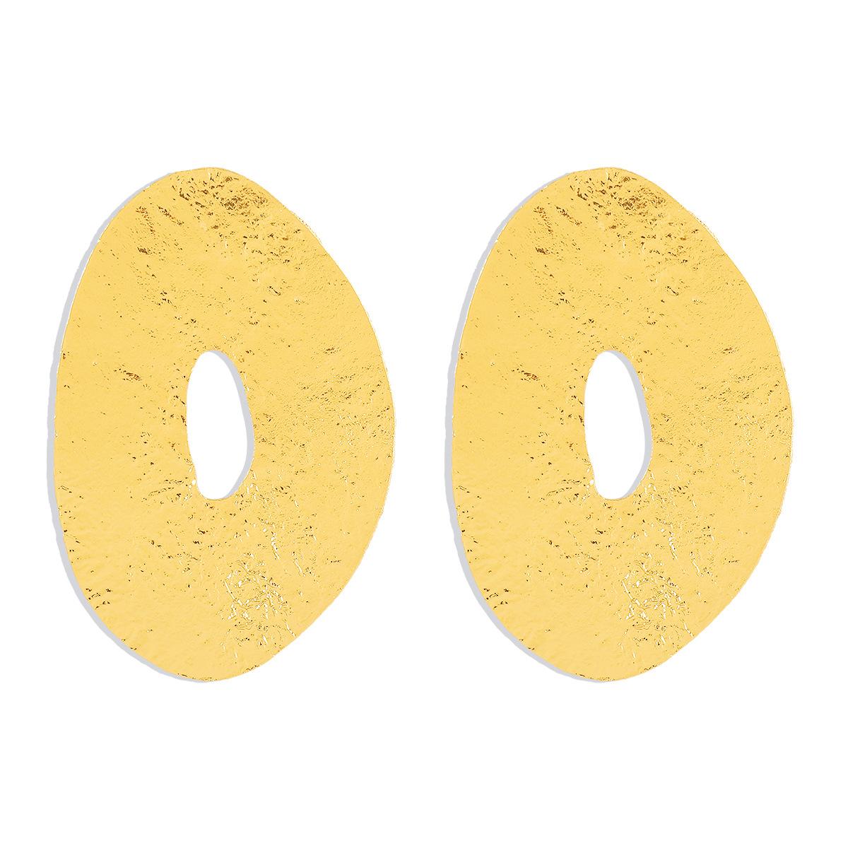 Exaggerated Irregular Oval Earrings Fashionable Hollow Metal Temperament Geometric Jewelry