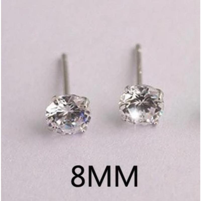 2/3/4/5/6/7/8mm Round Lab Diamond Earrings 100% Real 925 Silver Earrings For Women Small Screw Stud Earrings