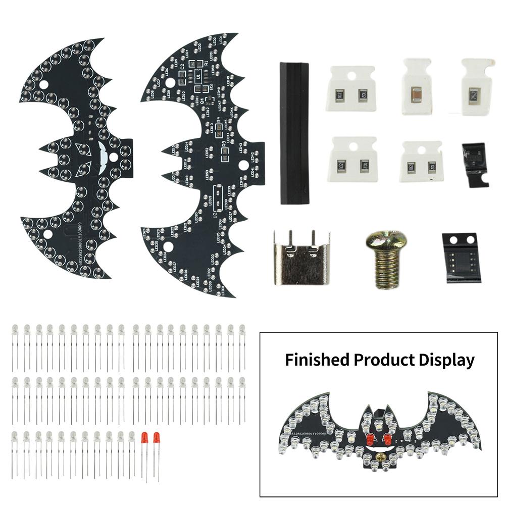 Bat LED Light DIY Soldering Kit Type-C DC 5V Touch Switch 3 Dynamic Lighting Beginner Electronic Welding Practice For Halloween