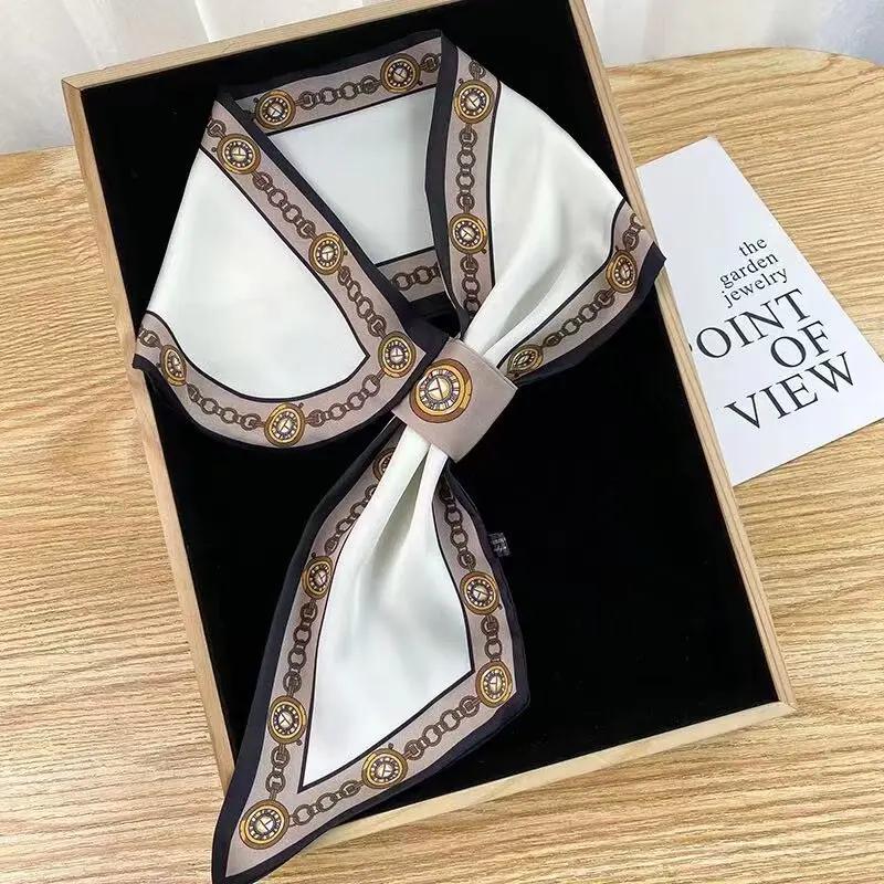 Luxury Brand Skinny Neckerchief Scarf For Women Satin Silk Ribbons Bandana Ladies Neck Tie Wrist Wrap Shawl Echarpe
