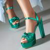 Luxury Gold Women's Sandals Shoes Summer 2025 Sexy Platform Silver Green Pink High Heels Ankle Strap Dance Wedding Shoes Ladies