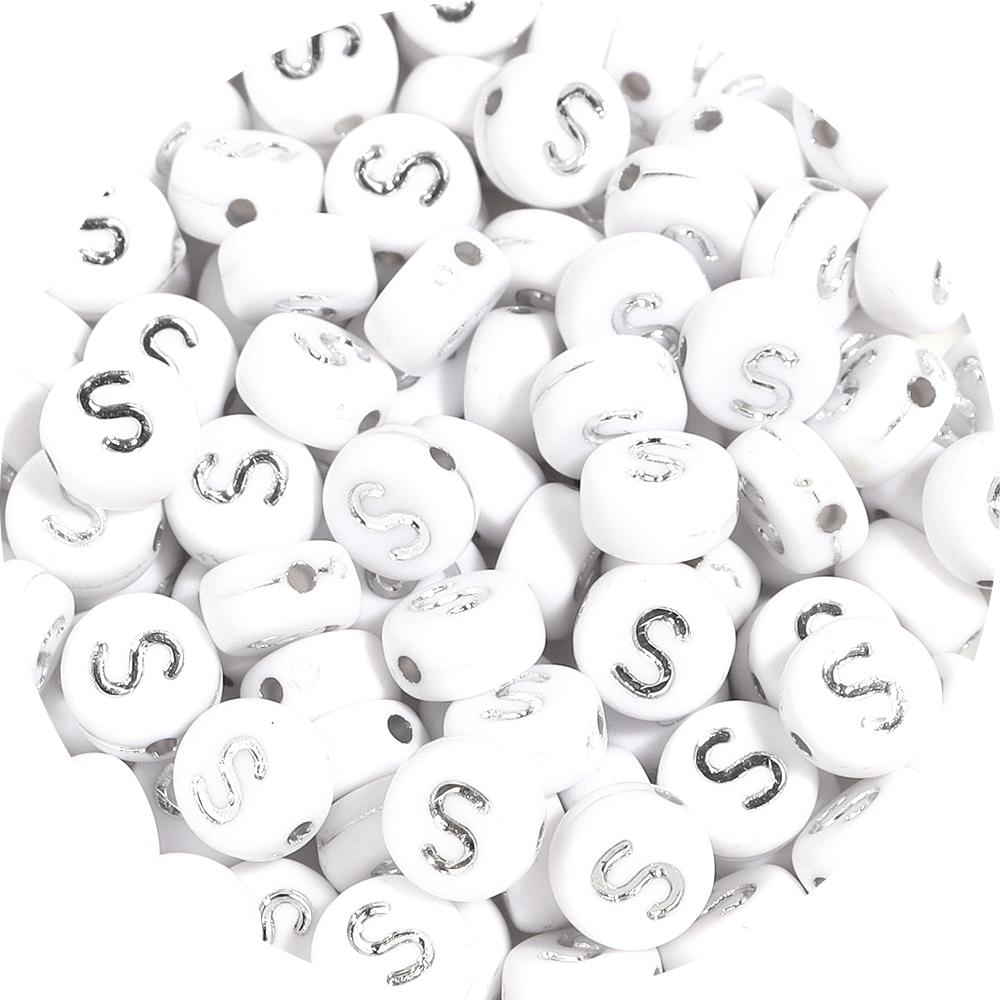100pcs/lot 7mm Round Acrylic Letter Beads A-Z Alphabet Beads Loose Beads For DIY Bracelet Necklace Keychain Jewelry Making
