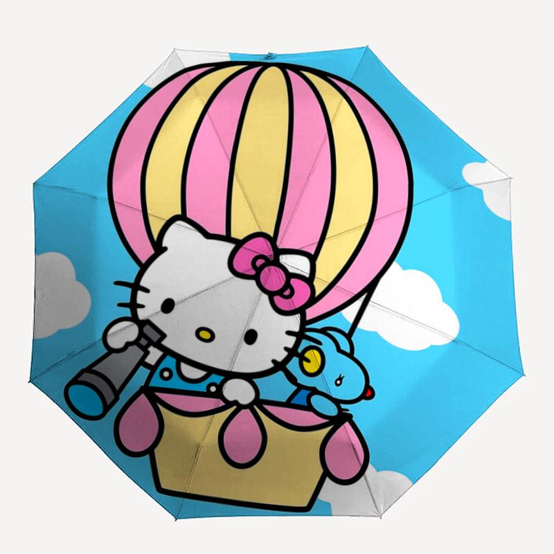 1pc Hello Kitty Hot Air Balloon Umbrella - Automatic Opening & Closing with Foldable Design, Iron Frame for Outdoor Use, Perfect Gift for Fans, Travel