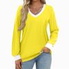Women's Fashion Casual Long Sleeve Color Block Shirt Women's V-Neck Tops